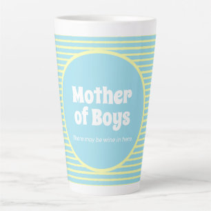 Caneca De Café Latte Mãe Engraçada de Meninos Pastel Stripes Latte Mug
