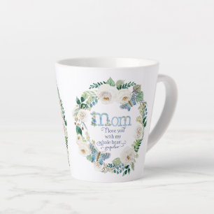 Caneca De Café Latte Mãe, Eu Te Amo Borboleta Floral Branca De Aquare