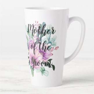 Caneca De Café Latte MÃE Floral Púrpura do Bridal do Casamento GROOM