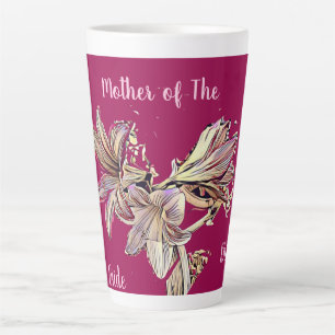 Caneca De Café Latte Mãe Personalizada do Morango Floral Bride