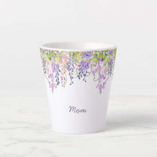 Caneca De Café Latte Mãe Purple Wisteria Watercolor Floral