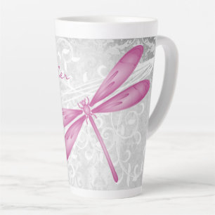 Caneca De Café Latte Magenta Dragonfly Personalizada Latte Mug