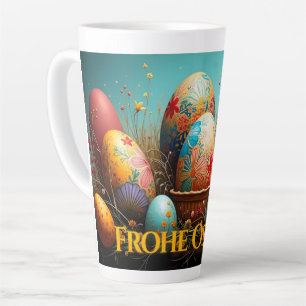 Caneca De Café Latte Magia da Primavera com Ovos de Páscoa