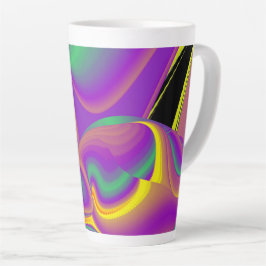 Caneca De Café Latte Magia das cores, Abstrato 3D Rainbowart