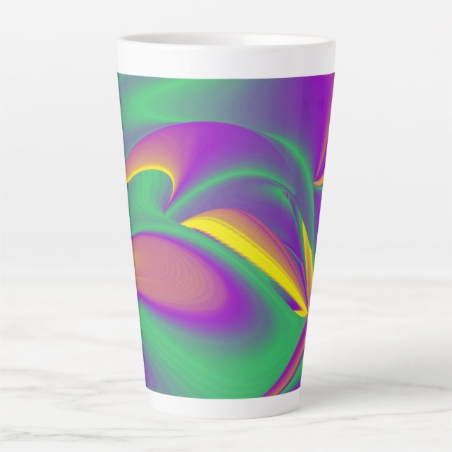 Caneca De Café Latte Magia das cores, Abstrato 3D Rainbowart (Frente)