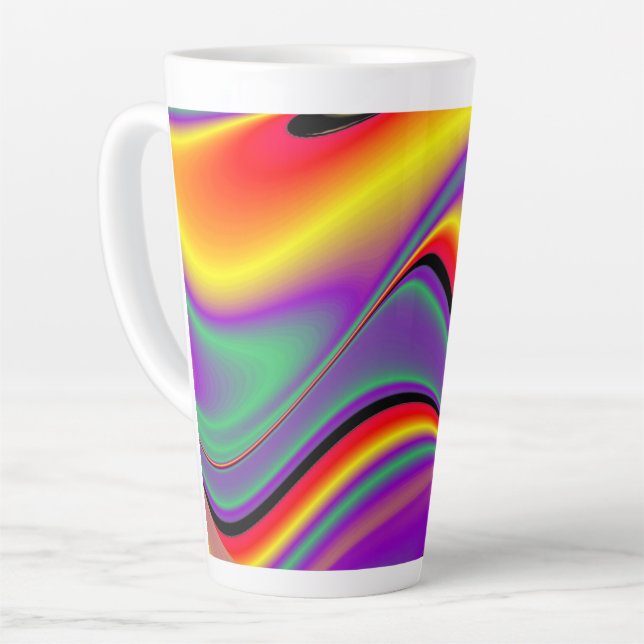 Caneca De Café Latte Magia das cores, Abstrato 3D Rainbowart (Ângulo esquerdo)