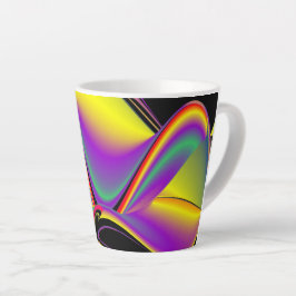 Caneca De Café Latte Magia das cores, Abstrato 3D Rainbowart
