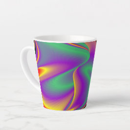 Caneca De Café Latte Magia das cores, Abstrato 3D Rainbowart