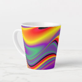 Caneca De Café Latte Magia das cores, Abstrato 3D Rainbowart
