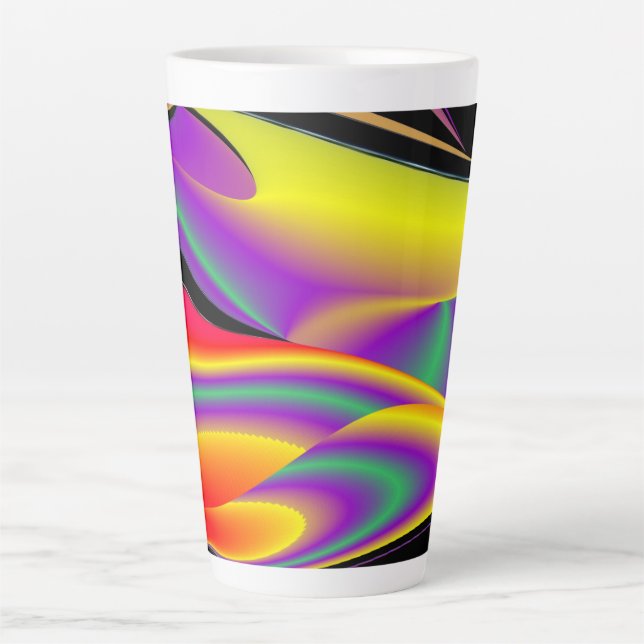 Caneca De Café Latte Magia das cores, Abstrato 3D Rainbowart (Frente)