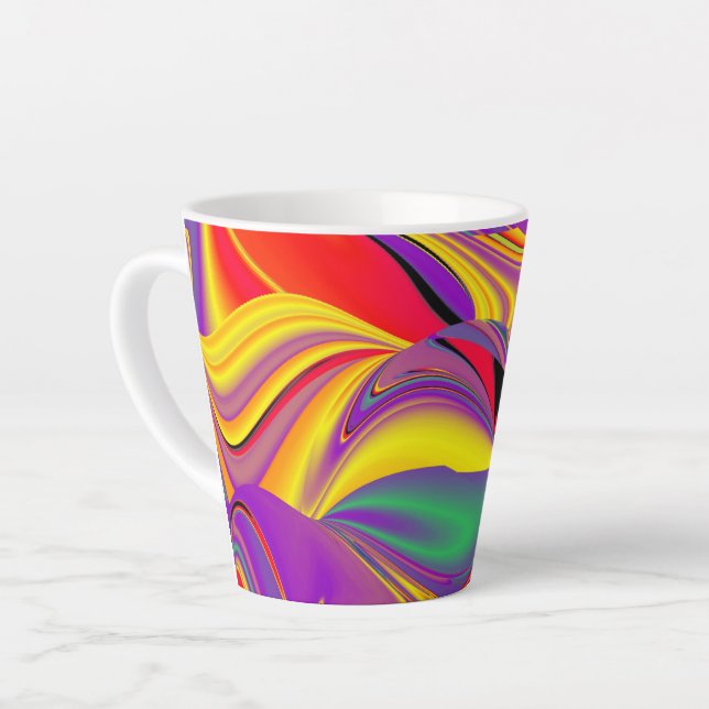 Caneca De Café Latte Magia das cores, Abstrato 3D Rainbowart (Ângulo esquerdo)