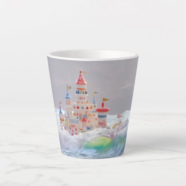 Caneca De Café Latte Magical Castle in the Waves (Frente)
