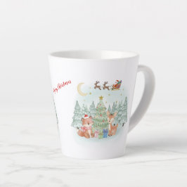 Caneca De Café Latte Magical Christmas Night in the Winter Forest