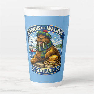 Caneca De Café Latte Magnus a morsa escocesa que ama a costa da Escócia