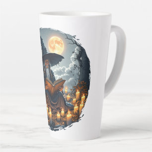 Caneca De Café Latte Mago lendo um Livro - Wicca Halloween 2