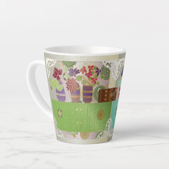 Caneca De Café Latte Mah Jongg Green Mesa Mug (Ângulo esquerdo)