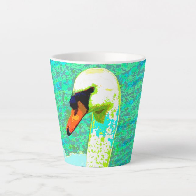 Caneca De Café Latte Maiestoso Cabeça Branca de Cisne (Frente)