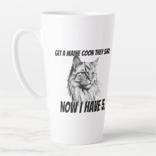Caneca De Café Latte Maine Coon Cat preto e branco engraçado personaliz