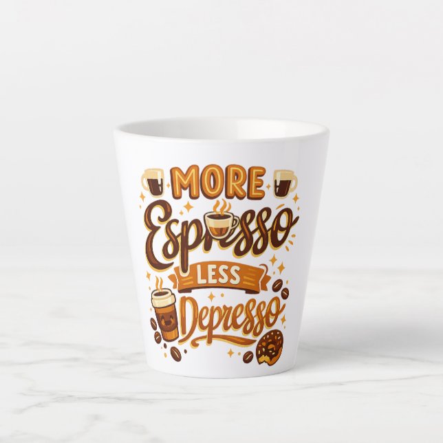 Caneca De Café Latte Mais Café Menos Depressão (Frente)