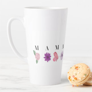Caneca De Café Latte MAMA Floral Butterfly – Mother's Day Gift
