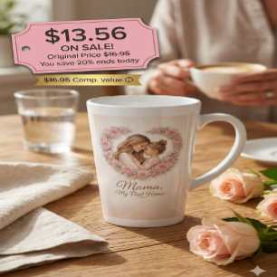 Caneca De Café Latte Mama — Meu Primeiro Lar   Floral Mãe e Filha