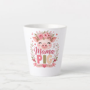 Caneca De Café Latte Mama Porca Floral Rosa Cute Animal de Fazenda Mate