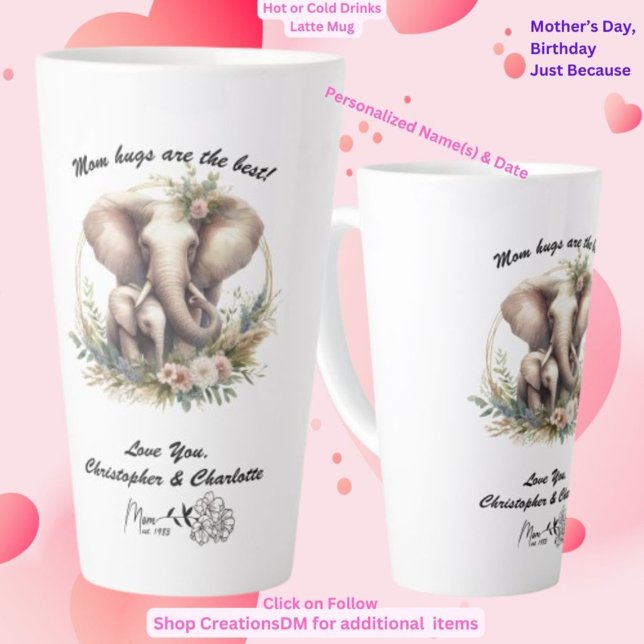 Caneca De Café Latte Mamãe Hugs personalizado é o melhor (Criador carregado)