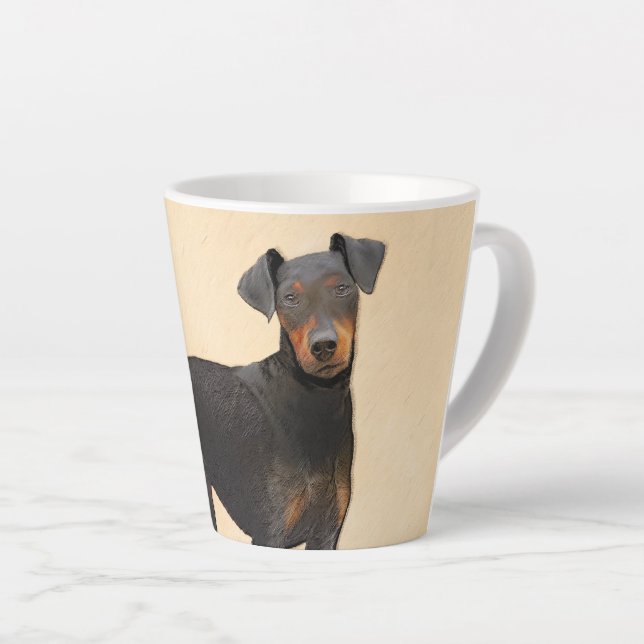 Caneca De Café Latte Manchester Terrier Pintura Original (Ângulo direito)