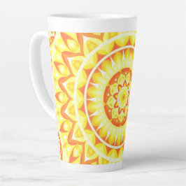 Caneca De Café Latte Mandala Amarelo