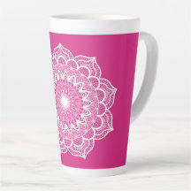 Mandala Branco em Fundo Rosa
