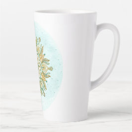 Caneca De Café Latte Mandala Floral Snowflake