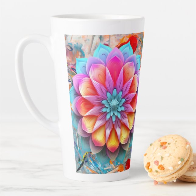 Caneca De Café Latte Mandala Flower Design Mug (In Situ)