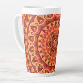 Caneca De Café Latte Mandala Marrom Padrão Boho Terroso Neutro Aconcheg
