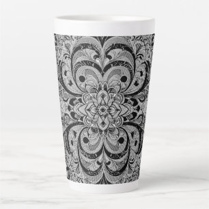 Caneca De Café Latte Mandala Sinfonia de Cores – Floral Psicodélico Ous