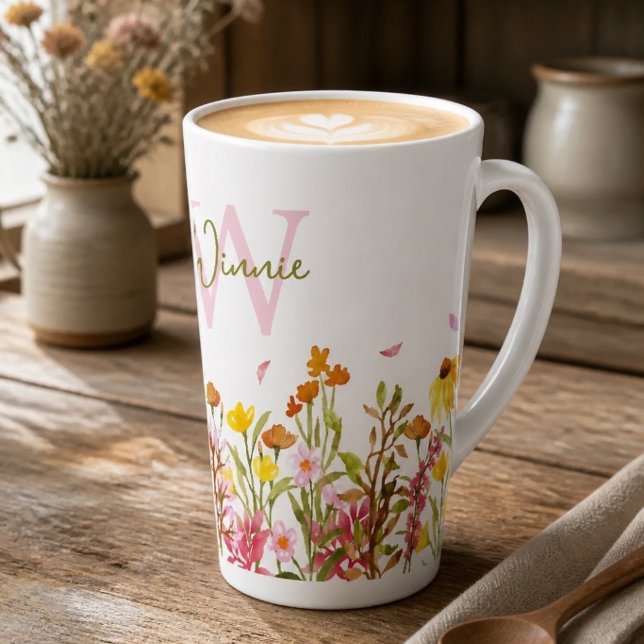 Caneca De Café Latte Mangueira de Flores Selvagens (Criador carregado)