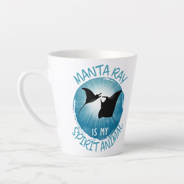 Caneca De Café Latte Manta Ray É Meu Animal Espirituoso (Esquerda)