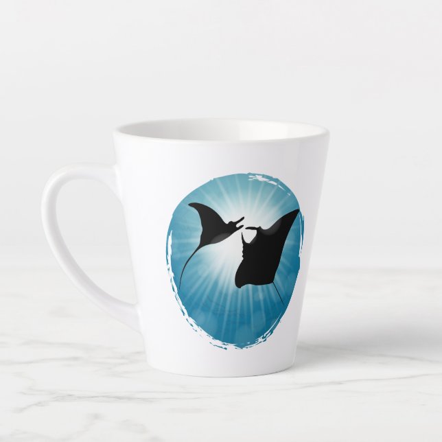 Caneca De Café Latte Manta Ray Underwater Aquatic Life (Esquerda)