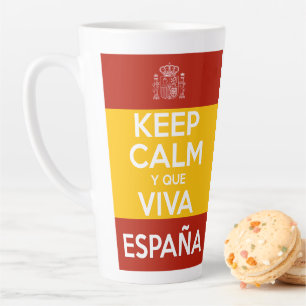 Caneca De Café Latte Mantenha a Calma e que viva a Espanha