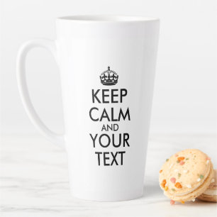 Caneca De Café Latte Mantenha a calma e seu texto preto