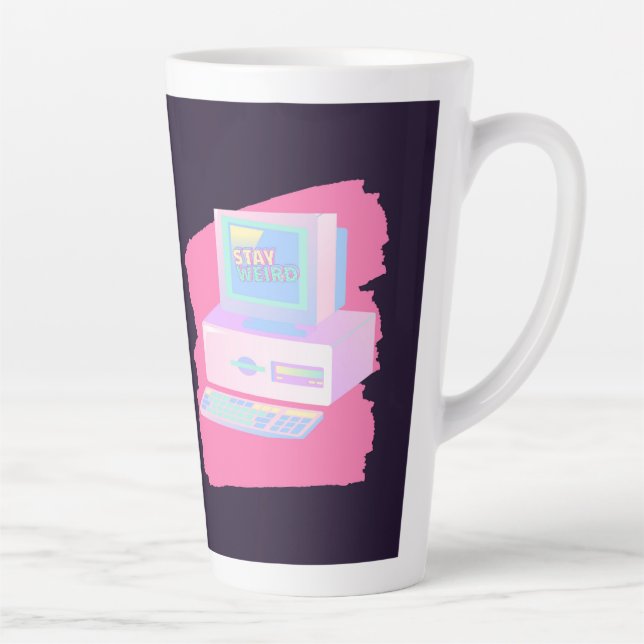 Caneca De Café Latte Mantenha-se conectado no estilo antigo pc 90s (Direita)