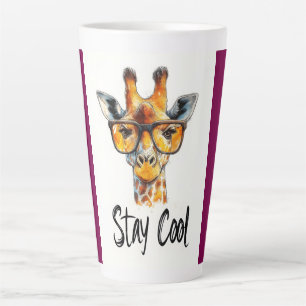 Caneca De Café Latte Mantenha-se Legal - Ilustração de Girafa com Óculo