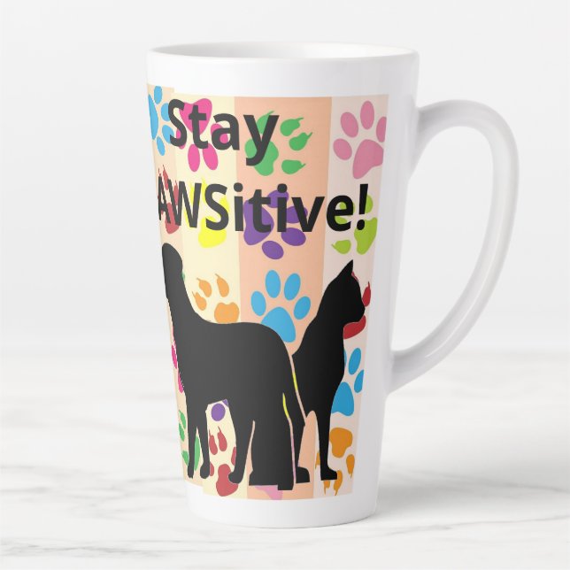 Caneca De Café Latte Mantenha uma silhueta pawsitiva de cão e gato (Direita)