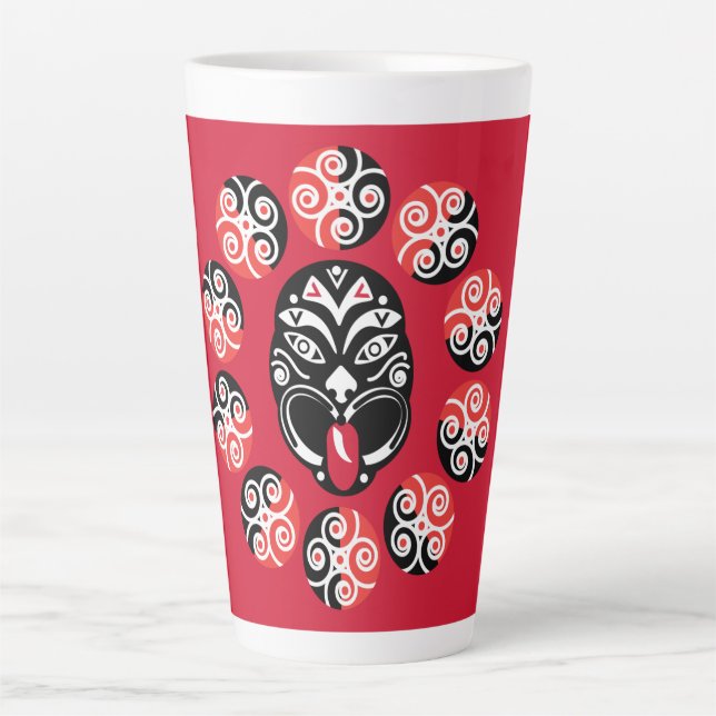 Caneca De Café Latte Maori Haka | Nova Zelândia | Arte Nativa | Tabela  (Frente)