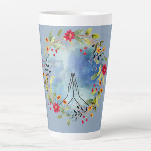 Caneca De Café Latte Mãos em oração aquarela