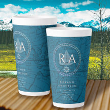 Mapa Azul Monograma de Corda Náutica