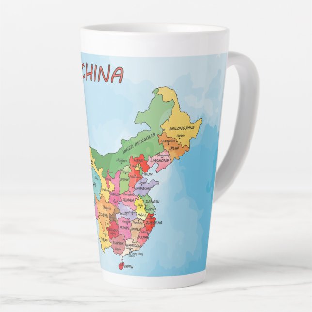 Caneca De Café Latte Mapa da China (Ângulo direito)
