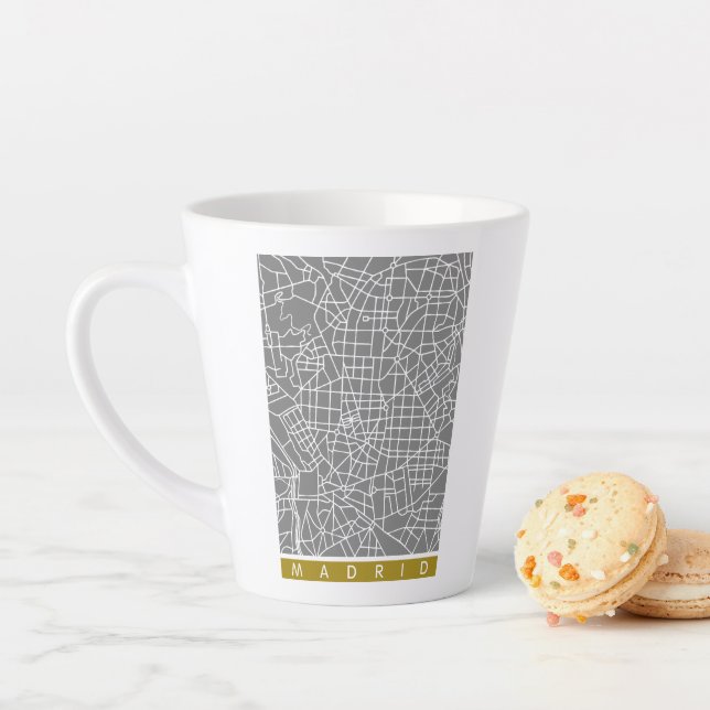 Caneca De Café Latte Mapa de Madrid (In Situ)