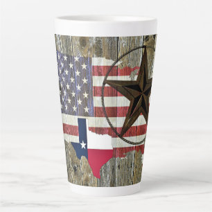 Caneca De Café Latte Mapa de Sinalizador de Estado do Texas Lone Star