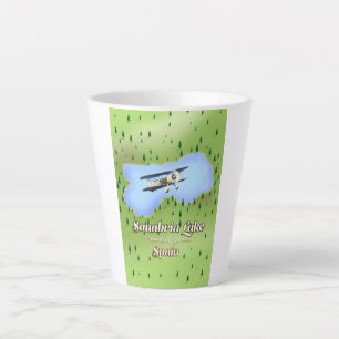 Caneca De Café Latte Mapa de viagem do lago Sanabria.