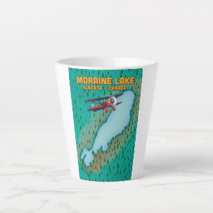 Caneca De Café Latte Mapa do lago Moraine Alberta Canadá